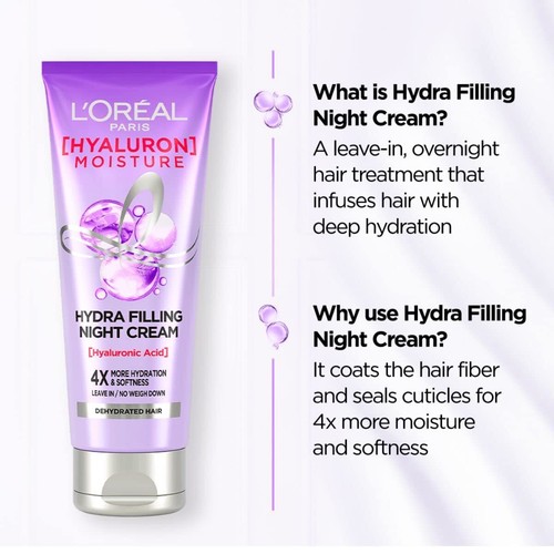 LOréal Paris Hyaluron Moisture 72H Hydra Filling Night Cream Leave In Hair tendance Crea