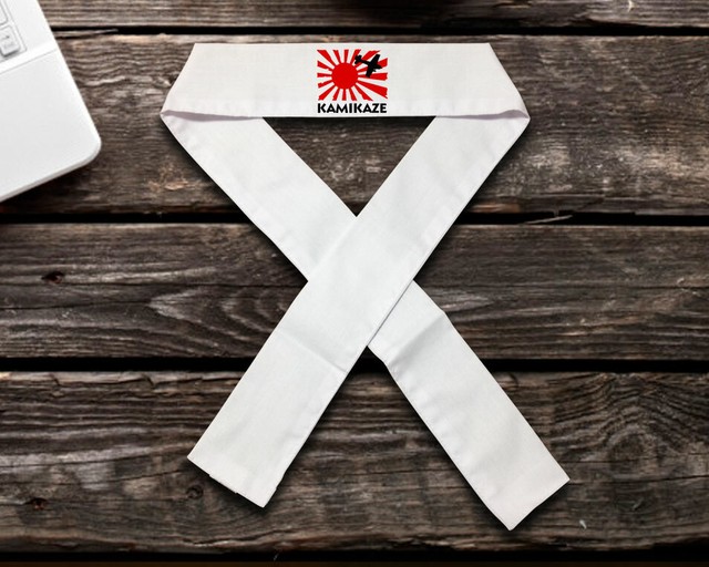 Hachimaki Headband Martial Arts Sports "KAMIKAZE" Divine Wind Black