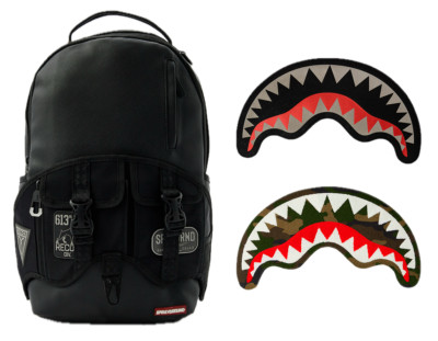 Sprayground Black Shark In Paris Backpack Changeable Shark-Mouth Books Bag New