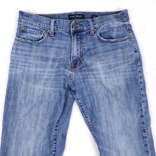 Lucky Brand 221 Straight Jeans 32x32 Blue Stretch Mid Rise Grunge Biker Jeans - Picture 2 of 13