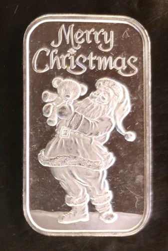 1994 Merry Christmas Santa Teddy Engrave Bullion-999 Silver 1 Oz Ounce Art Bar a