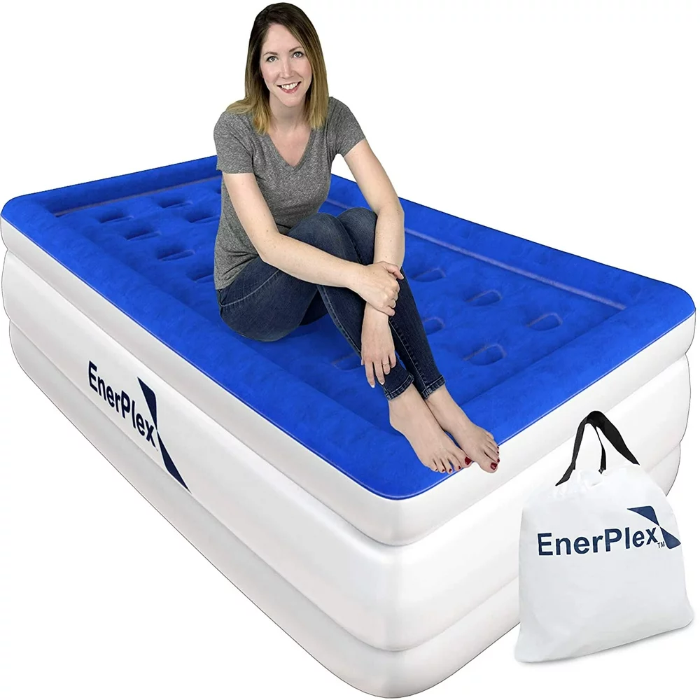Air Mattress with BuiltIn Pump Double Height Inflatable Mattress for