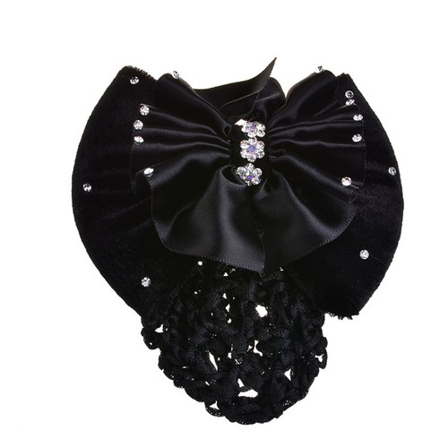 Women Satin Bow Barrette Double Bowknot Hair Net Hair Bun Barrette Hair Clip▱ - Picture 96 of 109