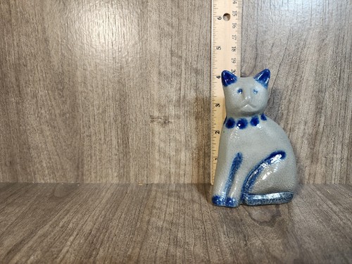 Vintage 4" Beaumont Brothers BBP Kätzchen Katze Keramik Salz glasiert Kobaltblau 1993 - Bild 5 von 5