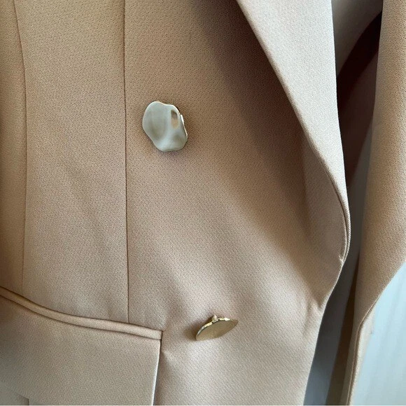 Chaqueta Blazer River Island Camel Tostado Frente Abierto Manga Acanalada Para Mujer Talla 8” Foto 3 de 4