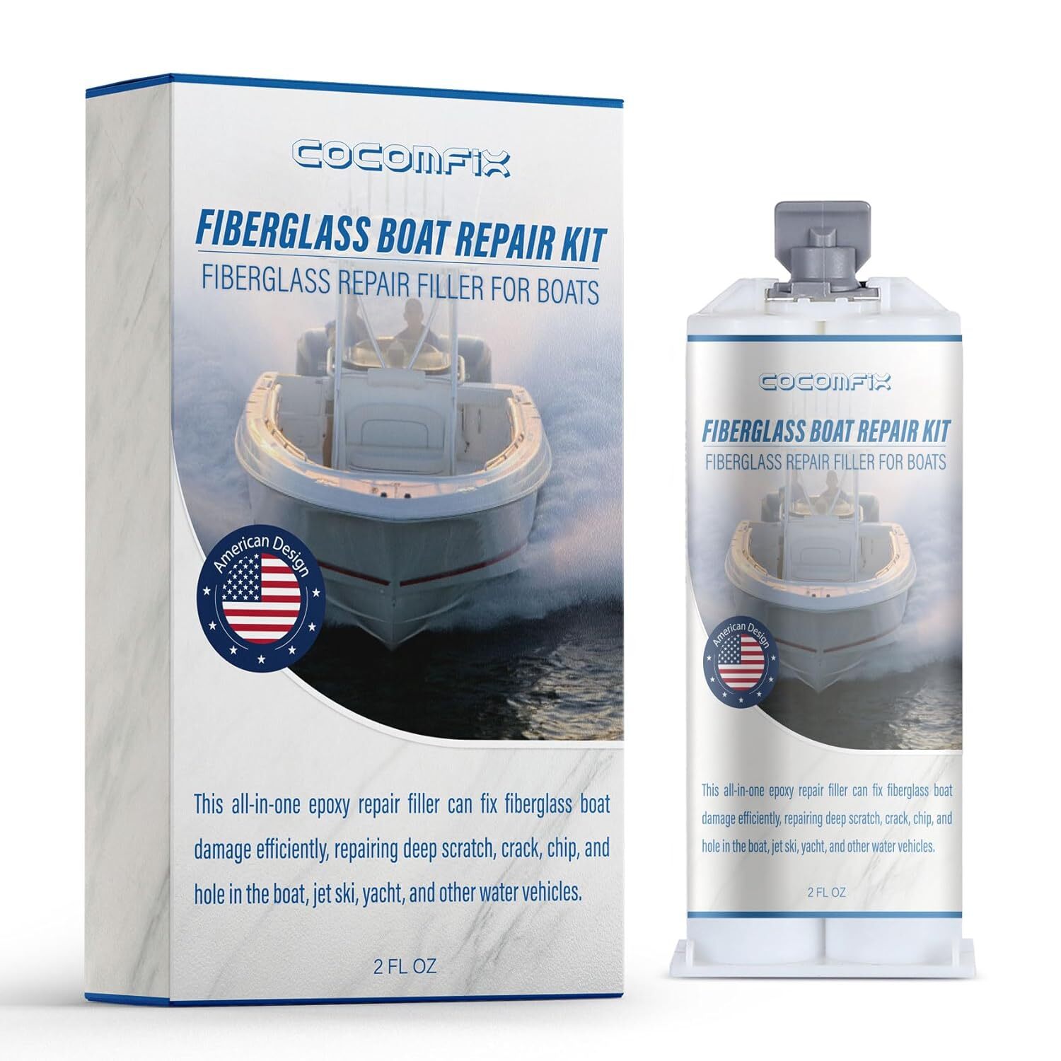 Marine Fiberglass Repair Kit, Gel Coat Kit for Boats (White),...