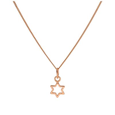 Winzige rosévergoldete Sterlingsilber Umriss Stern Halskette 14 - 32 Zoll