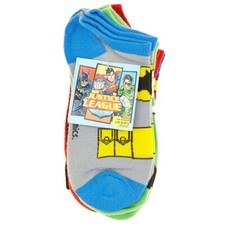 Justice League Superhero Superman Batman Flash Boy 5Pk No Show Ankle Socks 8-9.5