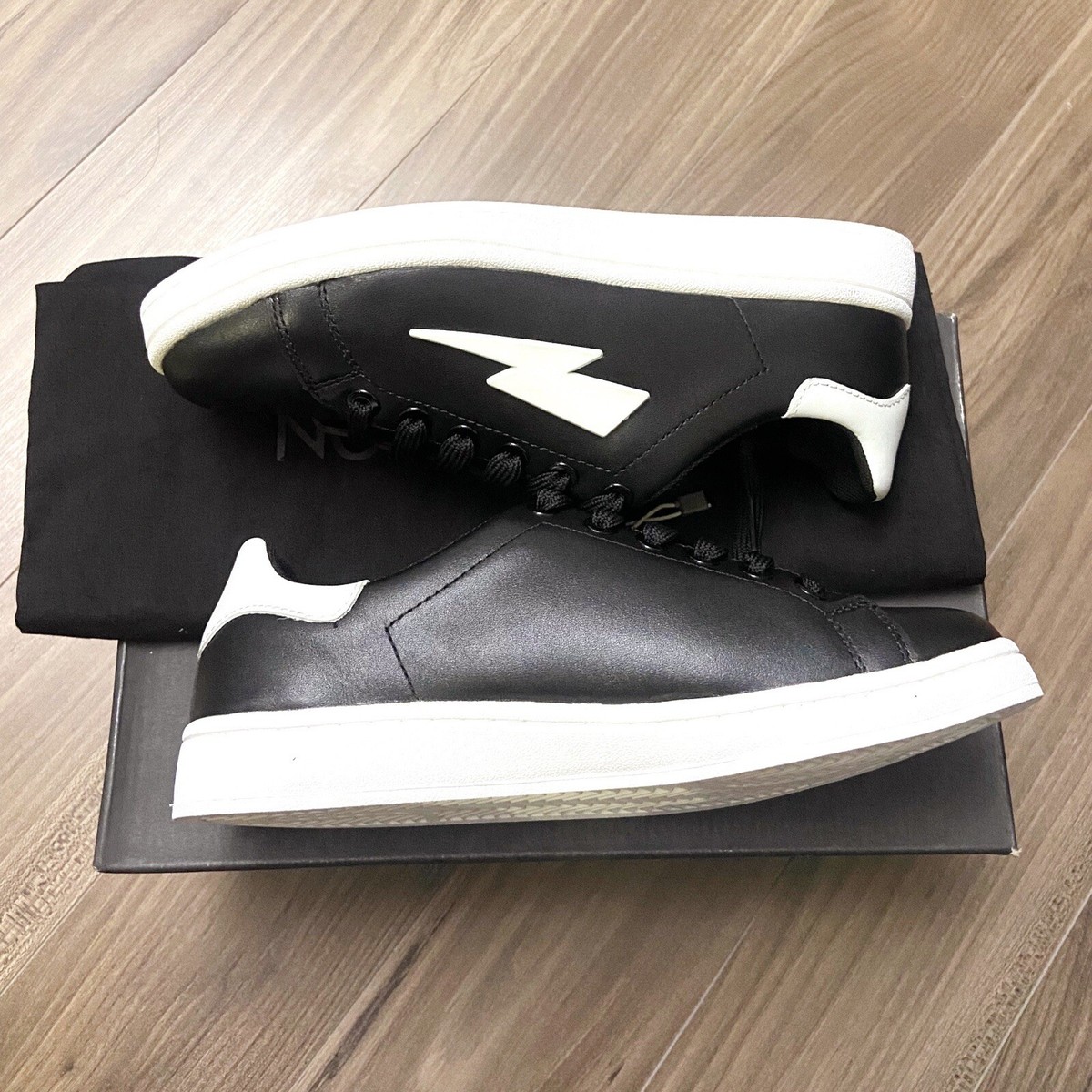 NIB $425 Neil Barrett Lightning Bolt Leather Sneakers Sz 6 36