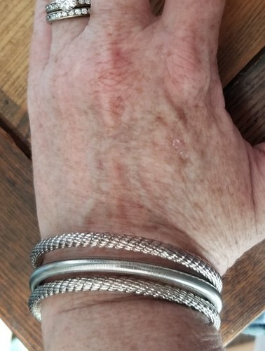 Set of 3 Ross Simon 2 Sterling silver & 1 Stainless Swirl Puffy bangle bracelets - Picture 8 of 12