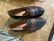 Free People Womens Leather Loafers Merit Black Brown Shoe Sz 9.5 New Without Box