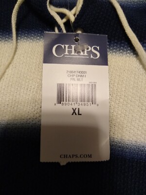 CHAPS DENIM SLEEVELESS TOP LINEN COTTON BLEND KNIT NAVY & IVORY