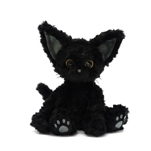 Cute Black Cat Plush Toy Long Hair Doll Big Eyes Soft Pillow Gift 25CM