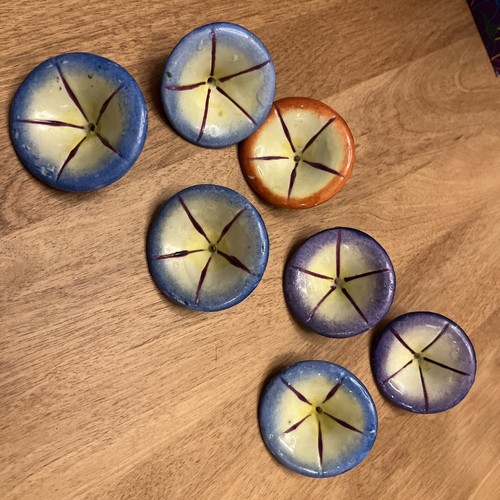 Vintage Pottery Tulips For Rain Chain or hanging planters Germany 7pc