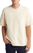 Hugo Dectaros Men's Light Beige Cotton Jersey Short Sleeve Sweatshirt Size L