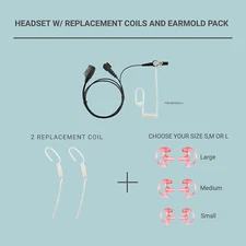 Clear Coil PTT Earpiece + 6Pink Earmolds + 2Replacement Coil for Motorola CP200
