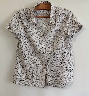 Blouse blanche fleurs bleues coton T38 Camaïeu (2412067) - Photo 1/4