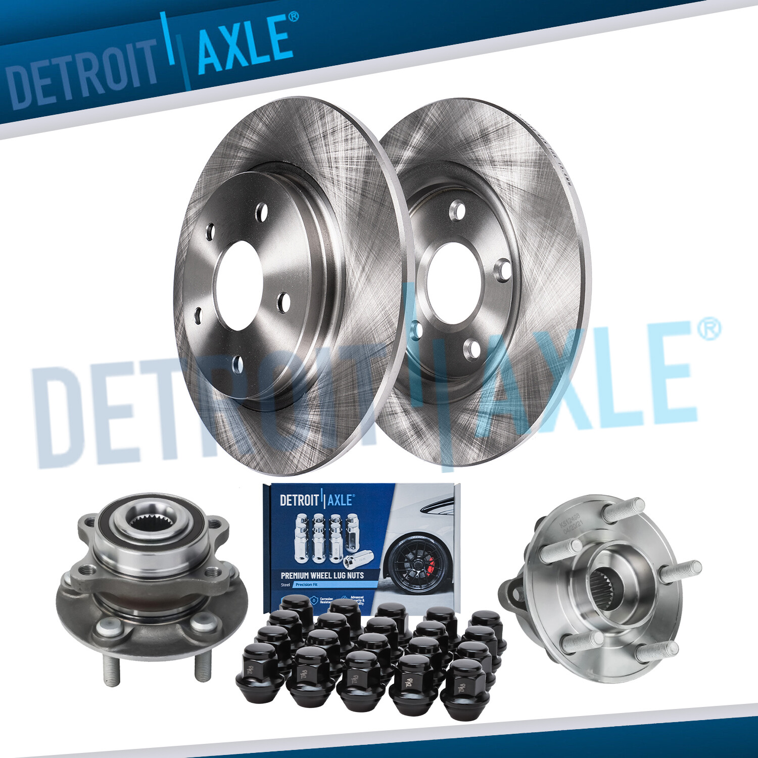 302mm Rear Disc Rotors + Wheel Hubs Bearings w/20pc Lug Nuts for Ford ...