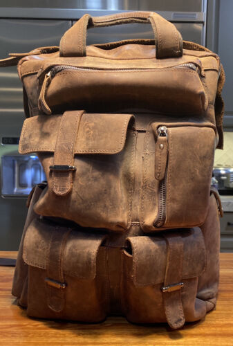 Luxury Brown Leather Backpack Bag