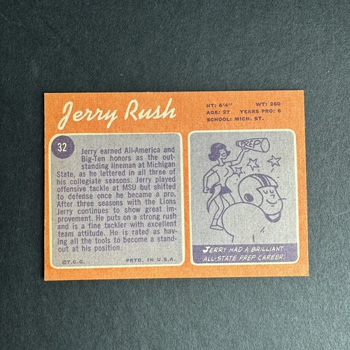 1970 Topps #32 Jerry Rush Detroit Lions +/- VG-VGEX - Picture 4 of 5