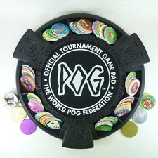 Lot of 100 Pogs, 6 Slammers Ready To Play Tournament Game Board Pad from 1990s