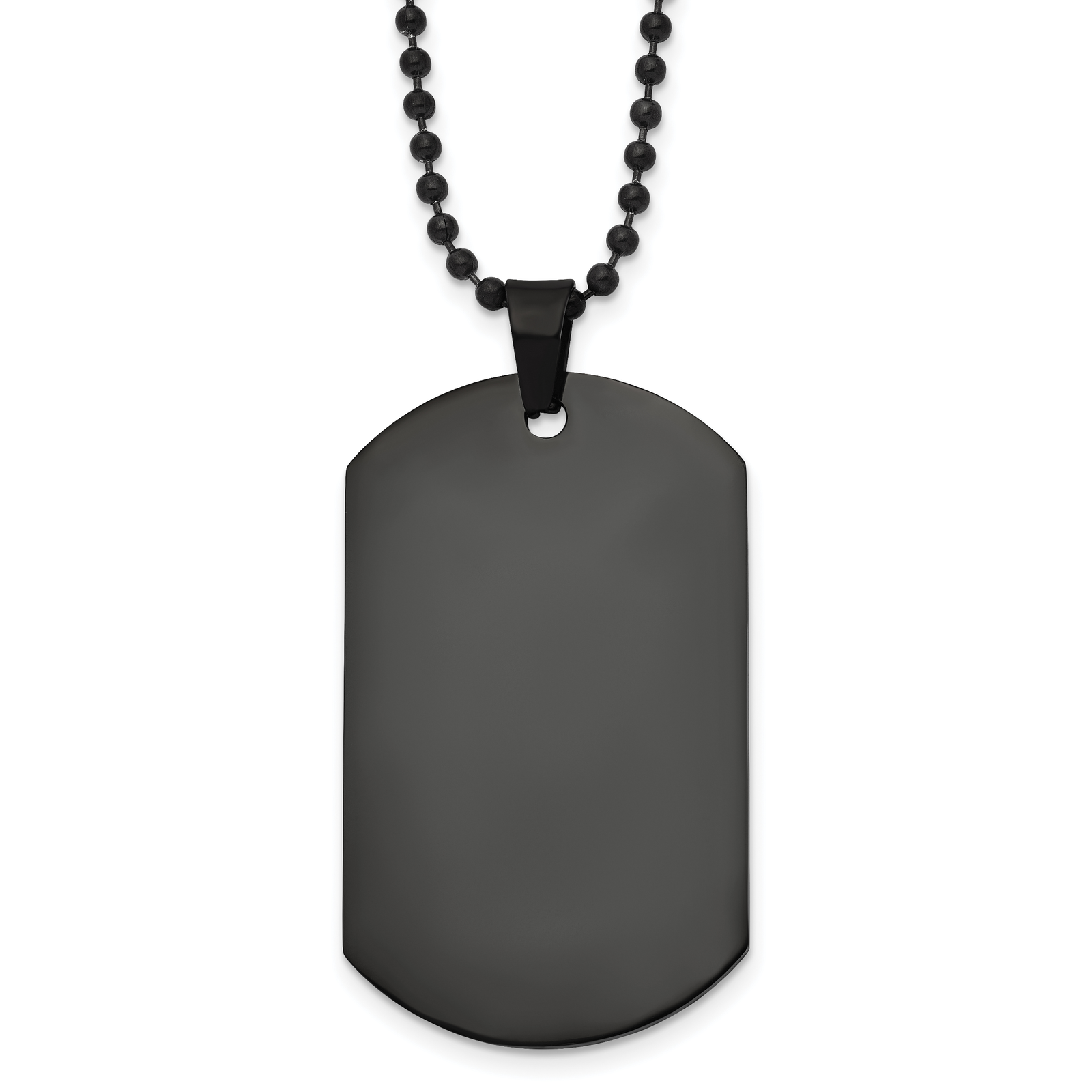 Collar de cadena de bola con etiqueta de perro chapado en IP negro de acero inoxidable cincel - 20
