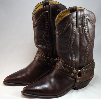 Sancho Men's Brown Leather Cowboy Boots Size 9 (42) Made In Spain Pointed Toe