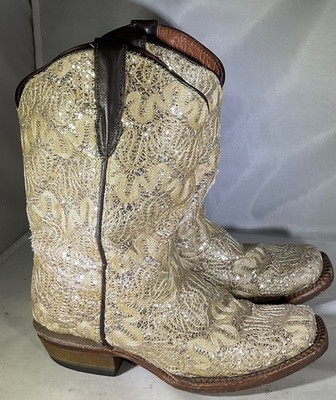 Tannermark Western Gold Glitter Cowboy Boots Child Size 11