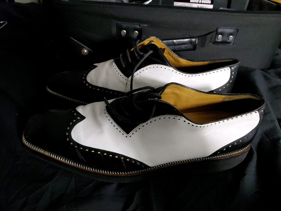 Mezlan Hombre Oxford Cuero Negro Y Blanco Talla 13 Foto 3 de 4