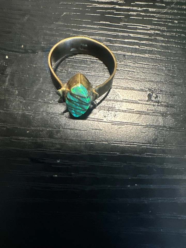 Increíble anillo de piedras preciosas tipo calcedonia opaca heliotropo esmeralda piedra de sangre  Foto 3 de 4