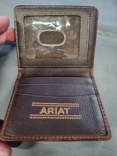 Ariat Performance Work Mens Bi-Fold Flipcase Leather Wallet Dark Rowdy Brown 