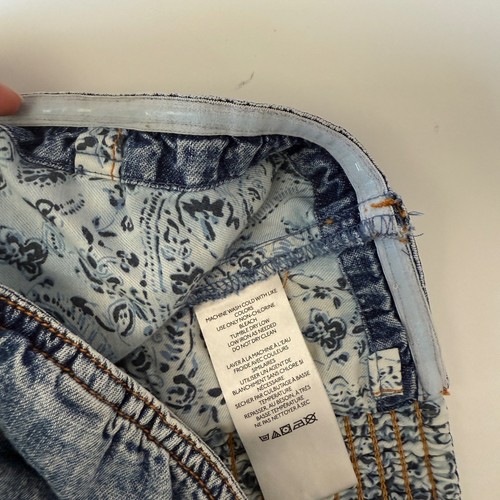 Pilcro Acid Wash Denim Bustier Crop Top Size 4 Smocked Western festival grunge - Picture 9 of 9