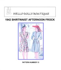 4306 Shirt waist 1940's Frock Fashion Doll Pattern You choose your size