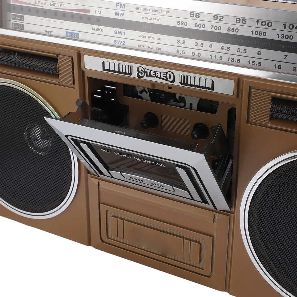 Kassettenspieler Boombox AM/FM/SW Radio Recorder Gold 100-240V EU - Bild 2 von 4