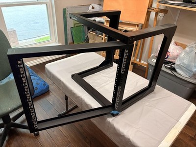 9u Wall Mount It Open Frame 19'' Network Rack With Swing out Hinged Gate Black