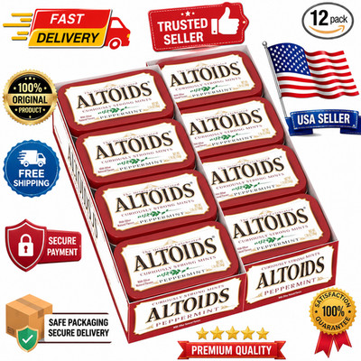 Altoids Classic Peppermint Breath Mints, 1.76-Ounce Tin Pack of 12