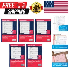 Versatile Carbonless Money & Rent Receipt Books - 3-Part, 100 Sets in 5 Books