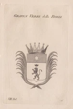1830 Verri Della Bosia Wappen Coat Of Arms Copper Engraving Heraldry