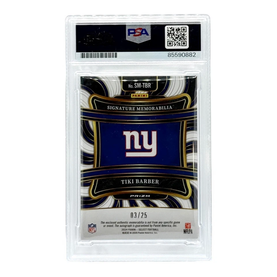 Tiki Barber Autografiado 2024 Panini Select PSA Autenticado Foto 2 de 2