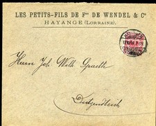 124689) DR Blg mit Perfin / Firmenlochung FWL aus de Wendel, Lothringen 1898