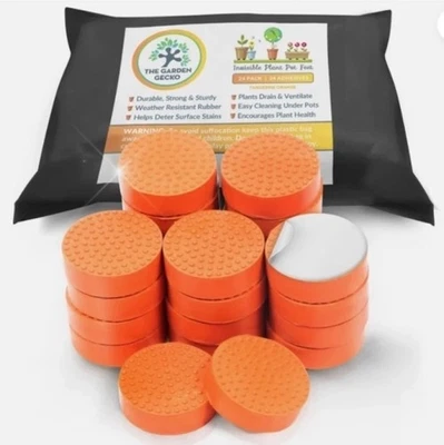 The Garden Gecko Invisible Pot feet for outdoor plant and flower pots, 24 pack