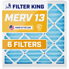 Filter King 20x25x1 Air Filter 6-PACK MERV 13 Actual Size 19.5 x 24.5 x .75"