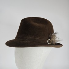 Vintage Dobbs Fifth Avenue Hat Wool Felt Mens Brown Size 7 1950s Feather Buckle