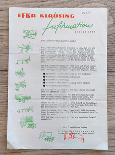 Prospekt / Schreiben Efka Klausing Landtechnik Traktor Schlepper