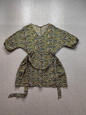 Loft Women Dress Medium Black Floral Dolman Sleeve Tie Waist Casual Fit Mini