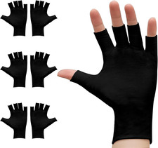3Pairs Fingerless Cotton Gloves, Black Moisturizing