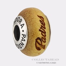 Authentic Pandora Silver San Diego Padres Baseball Wood Charm USB790705-G023