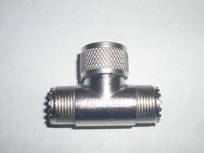 AMPHENOL 83-1T M-358 49199 UHF TYPE TEE ADAPTER CONNECTOR 1-MALE 2-FEMALE USED