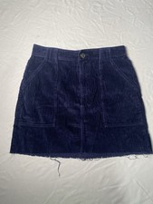 Gap Womens Navy Corduroy Mini Skirt With Frayed Hem Size 0 Y2K Style
