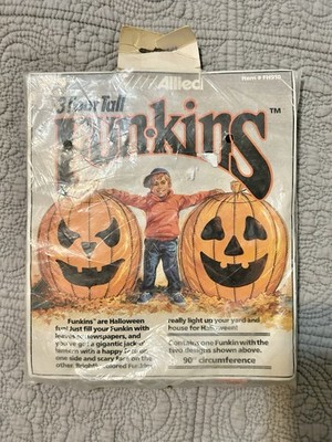 Vintage GIANT FUNKINS 1990 3-ft Tall Halloween Pumpkin Leaf Bag Jack O Lantern